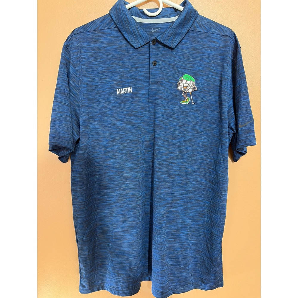 Nike Golf Mens Blue Space Dye Miami Dolphins Golf Open‎ Polo Shirt Large Martin